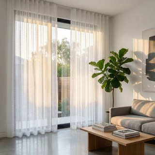 Tide Luxury Horizontal Striped White Sheer Curtain 4