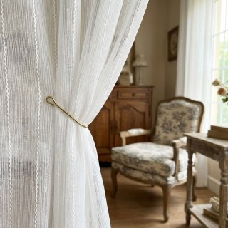 Whispering Waves Ivory White Striped Sheer Curtain 2