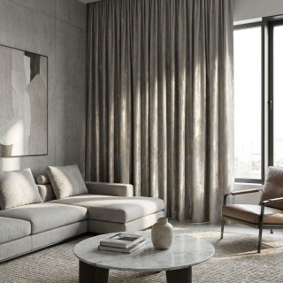 Gold Branches Luxury Jacquard Gray Curtain 3