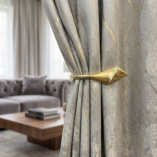 Gold Branches Luxury Jacquard Gray Curtain 2