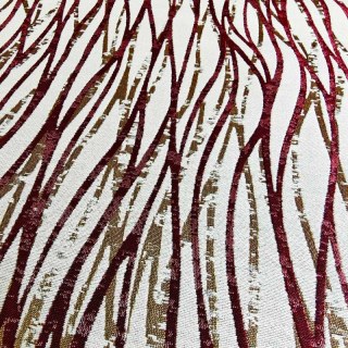 Woven Drift Abstract Geometric Burgundy Wine Red Curtain with Metallic Gold Accents 5