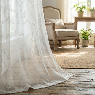 Dreamy Heather Ivory White Embroidered Sheer Curtain 2