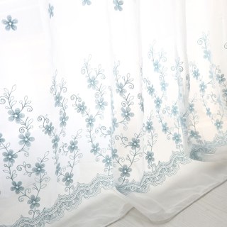 Touch Of Grace Embroidered Blue Flower Sheer Curtain 2