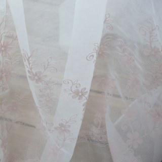 Touch Of Grace Embroidered Blush Pink Flower Sheer Curtain 4