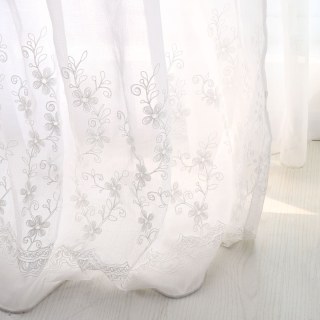 Touch Of Grace Embroidered White Flower Sheer Curtain 5