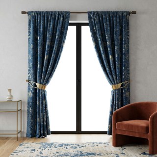 Enigma Sheen Azure Blue Gilded Velvet Curtains 2