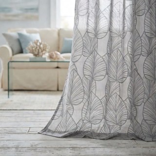 Lush Palm Tree Paradise Gray Semi Sheer Curtain
