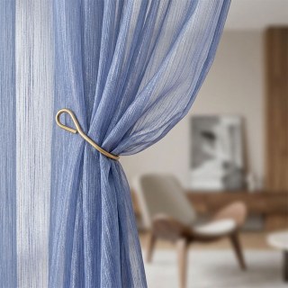 Paris Cascade Shimmering Striped Blue Sheer Curtain 2