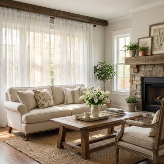 Shimmering Leaves Ivory White Sheer Curtain 2