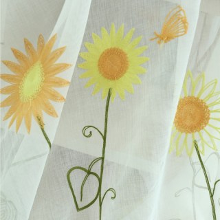 Yellow Sunflower and Butterfly Embroidered Sheer Curtain 4