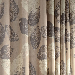 Block Leaf Brown Curtain