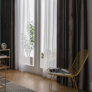 Microfiber Gray Velvet Curtain Drapes 1