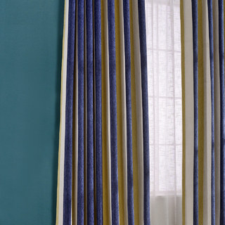Sunshine Bold Yellow Blue Striped Curtain Drapes 2