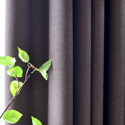 Zigzag Twill Dark Brown Blackout Curtain Drapes 1