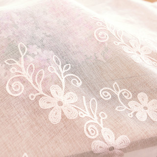 Touch Of Grace Embroidered Blush Pink Flower Sheer Curtain 3