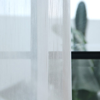 Summer Wind Extra Long Stripe Texture White Sheer Curtain 3