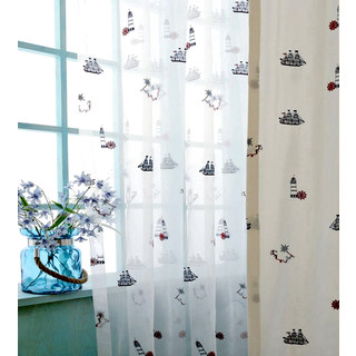 Ahoy Embroidered Nautical Sheer Curtain 2