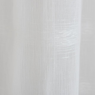 Roma Striped Grid Textured Weaves White Sheer Curtains 4