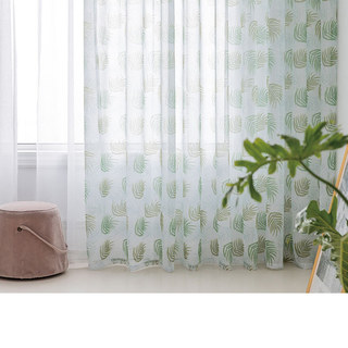 Fern Forest Printed Green Leaf Sheer Curtain 2