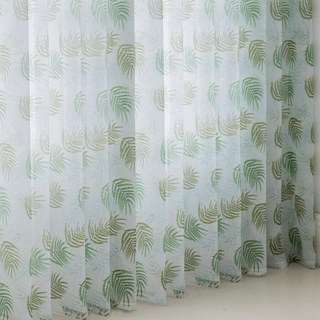 Fern Forest Printed Green Leaf Sheer Curtain 5