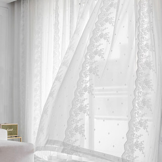 Amanda Ivory White Floral Lace Tulle Sheer Curtain 1