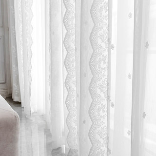 Amanda Ivory White Floral Lace Tulle Sheer Curtain 5