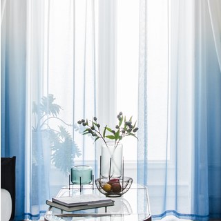 The Perfect Blend Ombre Sapphire Blue Textured Sheer Curtain