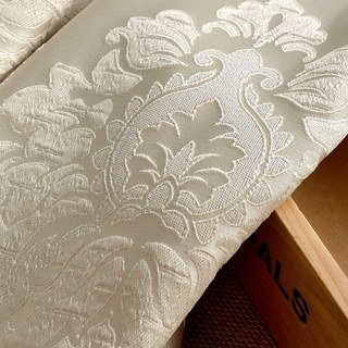 Demure Florals Damask Jacquard Gold Cream Curtain Drapes 5
