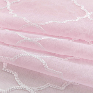 Fancy Trellis Pink Detailed Embroidered Sheer Curtain 3