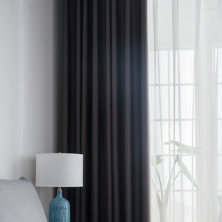 Superthick Dark Gray 100% Blackout Curtain Drapes 1