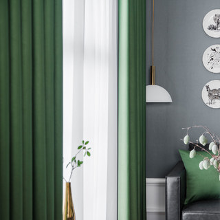 Superthick Olive Green Blackout Curtain Drapes 4