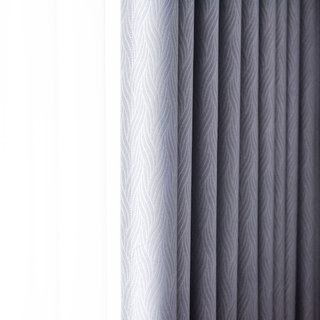 Superthick Willow Leaves Light Gray Blackout Curtain Drapes