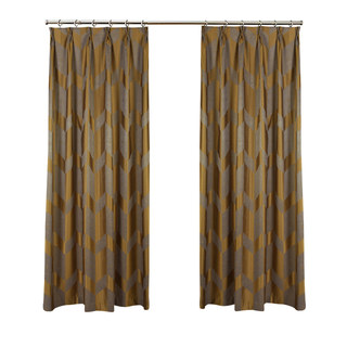Great Gatsby Luxury Art Deco Gold and Gray Chevron Curtain Drapes 6