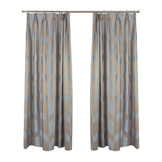 Great Gatsby Luxury Art Deco Grayish Blue Chevron Curtain Drapes 7
