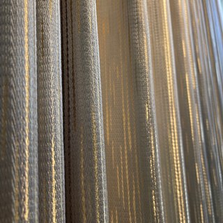 Sunbeam Glistening Subtle Textured Striped Champagne Gold and Gray Curtain Drapes 1