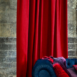 Velvety Faux Suede Scarlet Red Curtain