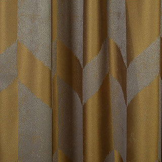 Great Gatsby Luxury Art Deco Gold and Gray Chevron Curtain Drapes 2