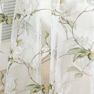 Morning Flower Ivory White Organza Sheer Curtain 5