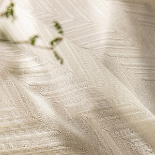 Arezzo Ivory White Chevron Textured Heavy Semi Sheer Curtain 7