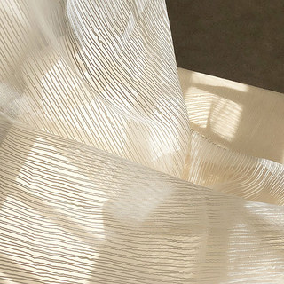 Heartstrings Ivory Beige Striped Shimmering Sheer Curtain 4