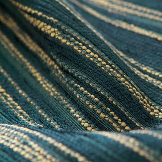 Sunbeam Subtle Textured Striped Teal and Gold Blackout Curtain Drapes 2