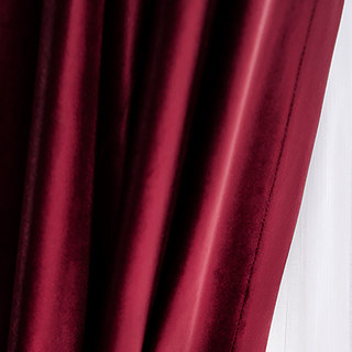 Premium Roses and Wine Burgundy Red Velvet Curtain Drapes 6
