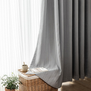 The Crush Gray Crushed Striped Blackout Curtain Drapes