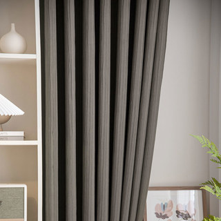 The Crush Gray Crushed Striped Blackout Curtain Drapes 4