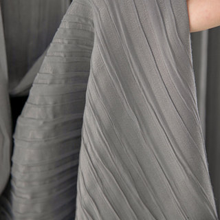 The Crush Gray Crushed Striped Blackout Curtain Drapes 5