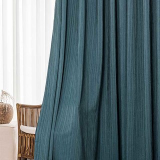 The Crush Navy Blue Crushed Striped Blackout Curtain Drapes