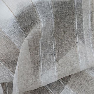 Natures Hug Sand & Mist Cream Textured Striped Linen Sheer Curtain 8