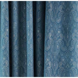 New Classics Luxury Damask Jacquard Blue Curtain Drapes 7