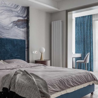 New Classics Luxury Damask Jacquard Blue Curtain 4