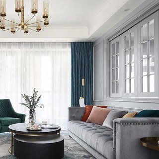 New Classics Luxury Damask Jacquard Blue Curtain 5